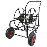 Gartenschlauchwagen Mit 4 Rädern, Tragbarer Schlauchwagen, An Der Wand Befestigter Schlauchaufroller, Rolle, Gartenwerkzeugzubehör, Fasst 80 Meter Schlauch (66 X 100 X 90 cm, Schwarz)